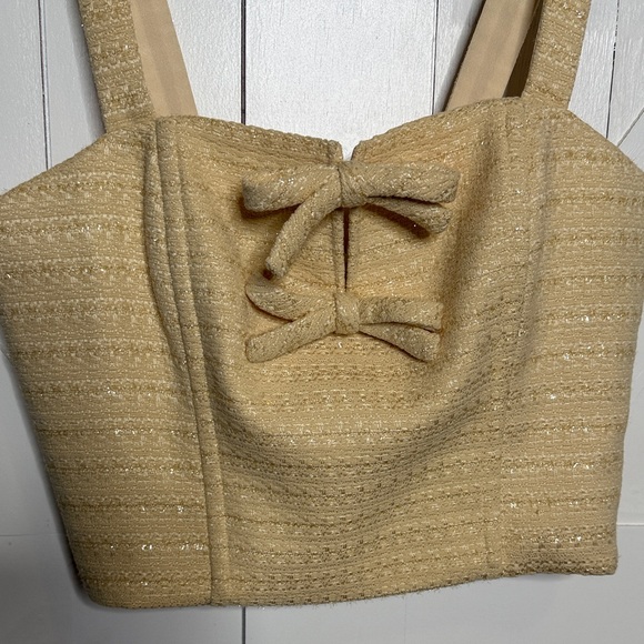 ASTR The Label Yellow Kiona Tweed Bow Crop Top - Picture 8 of 12